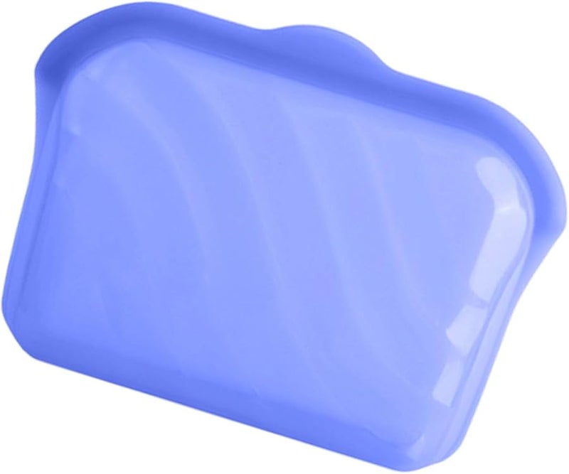 Blue Medium Silicone Food Container Microwave Freezer Safe Leak Proof For Snacks Lunch Kitchen - Image 1